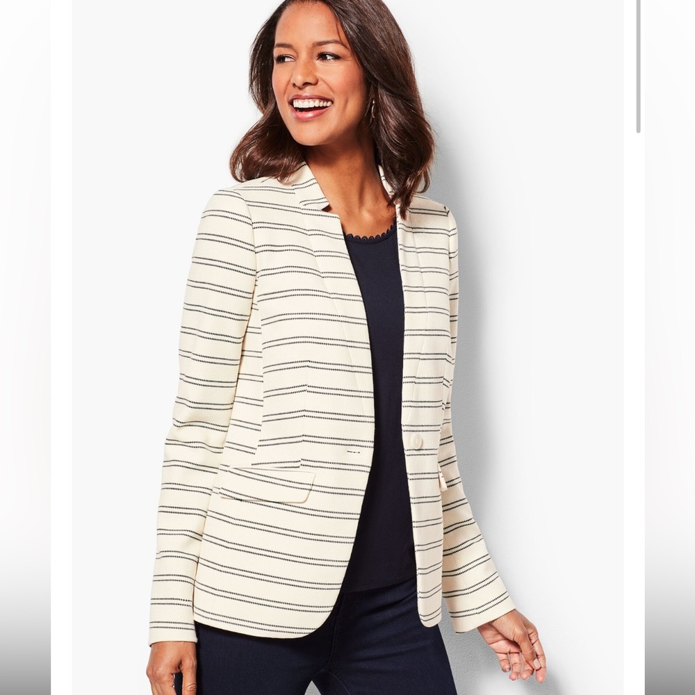 New without tag STRIPE WAFFLE-STITCH BLAZER Talbots
